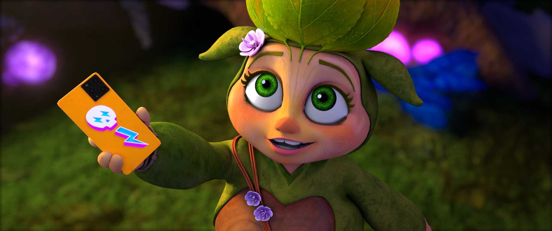 Floranika character rig happy facial expression