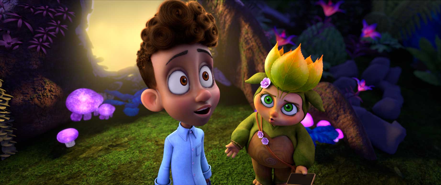 The Bottanix Movie - Merlin is talking to Floranika Merlin character rig with curious facial expression